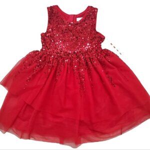 Cat & Jack Girls Sm Size 6 / 6x Red Sequin Tulle Dress